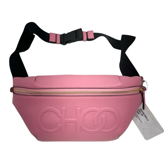 Jimmy Choo New In Box “CHOO” Bumbag Peony Pink Grained Leather Large Bel… - Picture 8 of 12